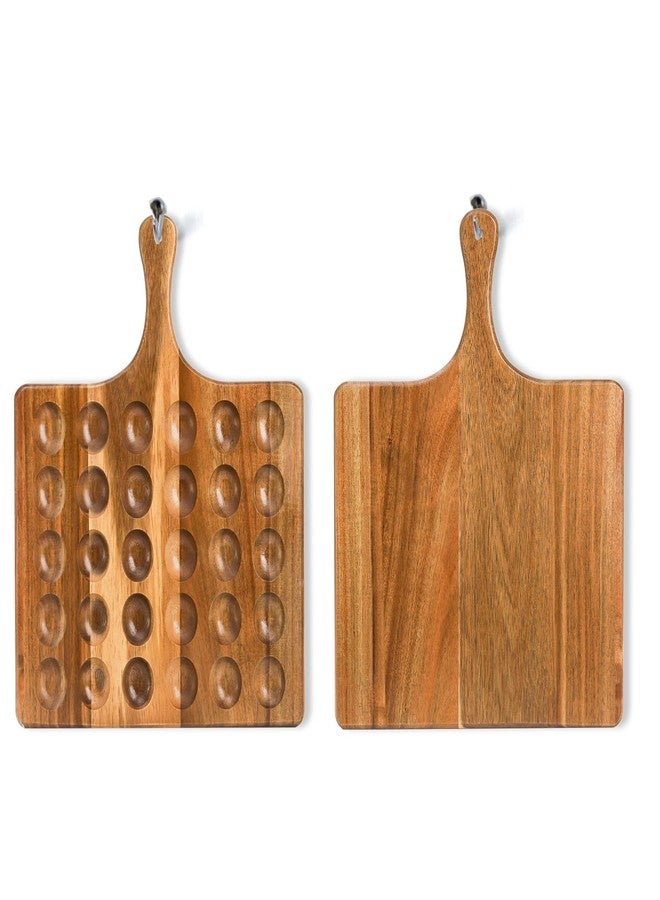Okllen 30 Holes Reversible Wooden Deviled Egg Platter with Handle, Acacia Wood Deviled Egg Tray Charcuterie Board, Deviled Egg Holder, 17"x13" - Image 5