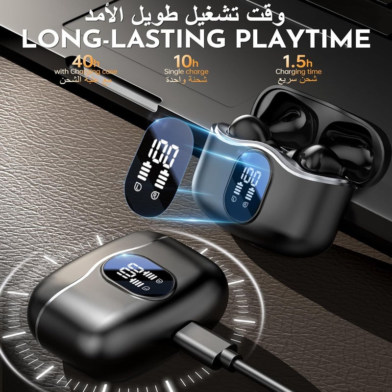 Garlo True Wireless Earbuds Bluetooth Earphones with Active Noise Cancelling in Ear Buds 4 Mic Clear Calls Headphones Wireless 40H Led Display, Multipoint Connect (White) - Image 4