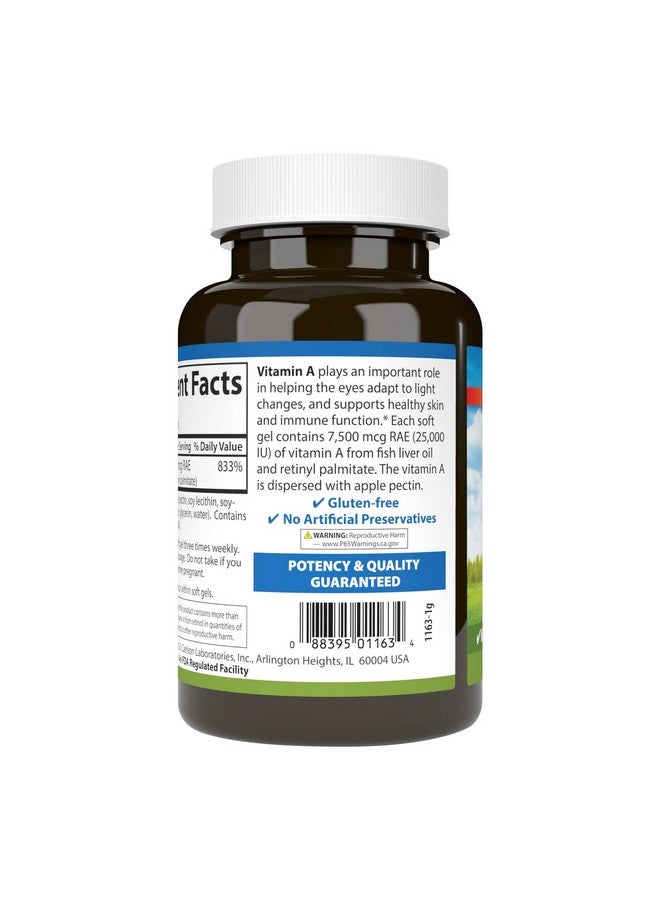 Carlson - Vitamin A, 25000 IU (7500 mcg RAE) with Pectin, Vision Health, Helps Night Vision, Skin Health, 300 Softgels - Image 3