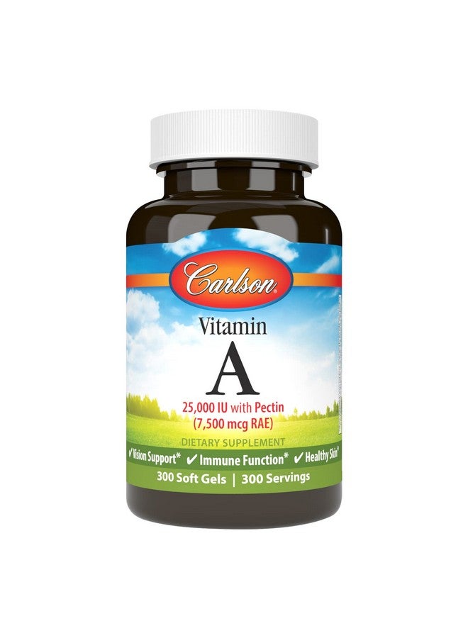 Carlson - Vitamin A, 25000 IU (7500 mcg RAE) with Pectin, Vision Health, Helps Night Vision, Skin Health, 300 Softgels - Image 1