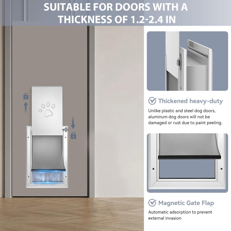 Petoasis [Petoasis] 3-Flaps Heavy-Duty Dog Door, Rust Proof Aluminum Alloy Frame, Extreme Weather Dog Door Can Block Wind, Snow, and Rainwater Intrusion (Silvery White, Large for Door) - Image 3