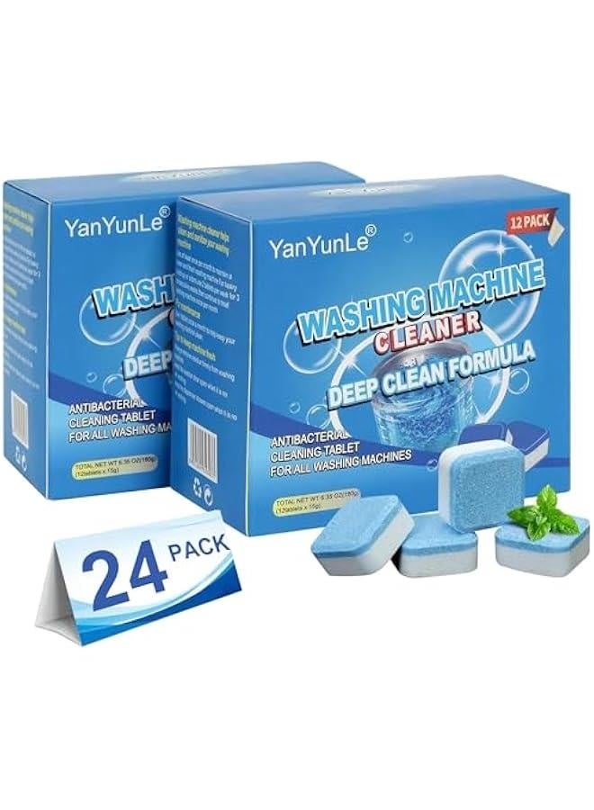 منظف غسالات، معطر، ومزيل تراكمات 24 حبة - أقراص تنظيف عميق لآلات الغسيل الأمامية والعلوية، آمنة على الصرف الصحي وصديقة للبيئة - Image 1