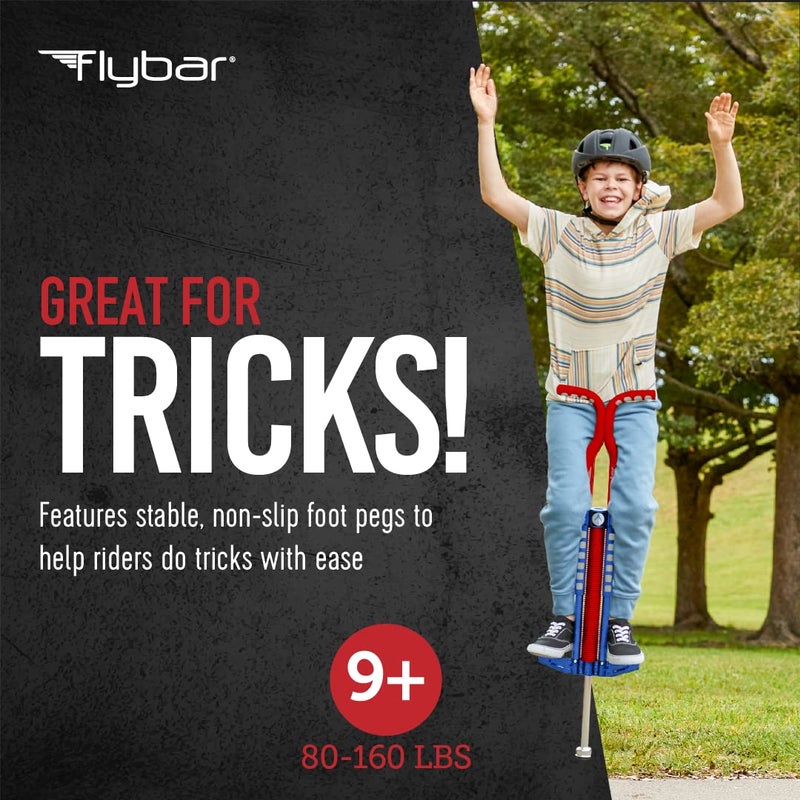Flybar Master Pogo Stick for Kids, Ages 9+, 80 to 160 Pounds, Easy Grip Handles, Anti-Slip Pegs, Outdoor Toys for Boys, Jumper Toys for Girls, Outside Toys for Kids, Tweens and Teens (Red/White/Blue) - Image 3
