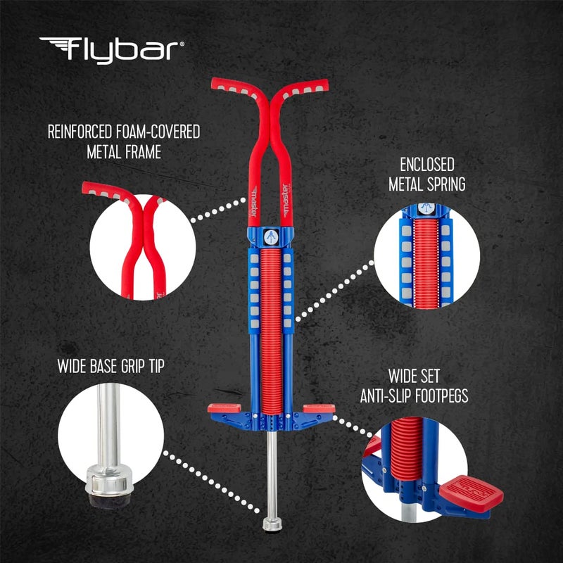 Flybar Master Pogo Stick for Kids, Ages 9+, 80 to 160 Pounds, Easy Grip Handles, Anti-Slip Pegs, Outdoor Toys for Boys, Jumper Toys for Girls, Outside Toys for Kids, Tweens and Teens (Red/White/Blue) - Image 5
