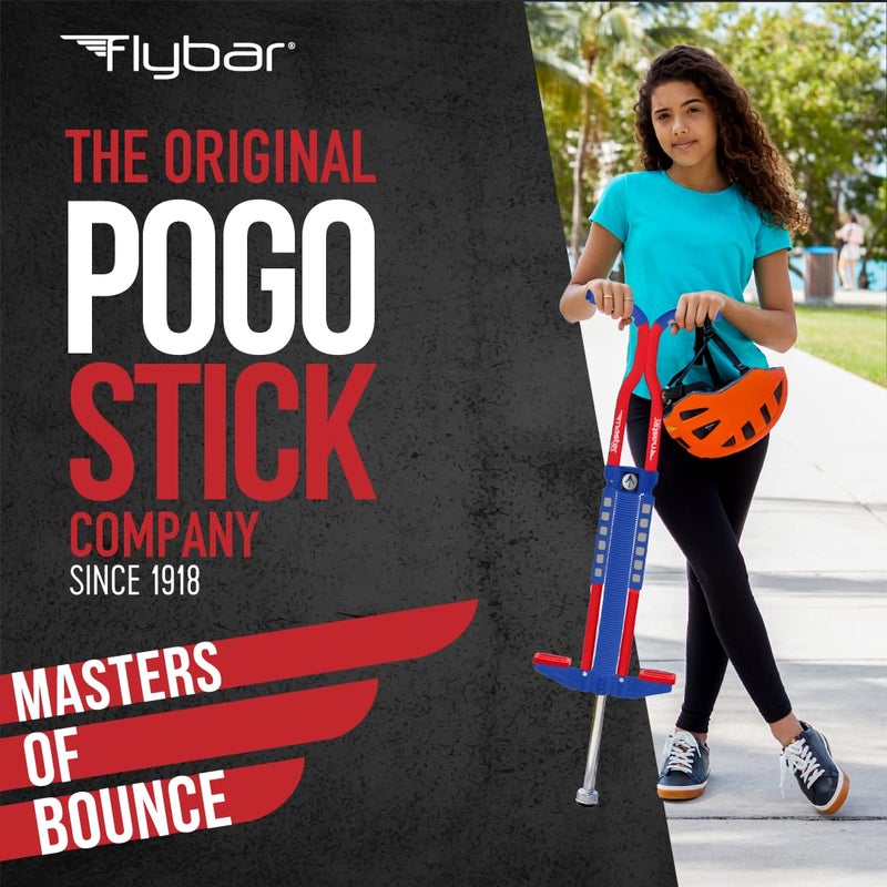 Flybar Master Pogo Stick for Kids, Ages 9+, 80 to 160 Pounds, Easy Grip Handles, Anti-Slip Pegs, Outdoor Toys for Boys, Jumper Toys for Girls, Outside Toys for Kids, Tweens and Teens (Red/White/Blue) - Image 4