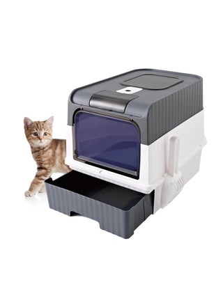 Cat Litter Box, Covered Litter Box with UV Light, Enclosed Cat Litter Boxes with Lid, Litter Scoop, Anti-Splashin Kitty Litter Box with Drawer, Front Entry Top Exit Cat Toilet for Cats… (Gray) - pzsku/ZF852BB87B75C4B889388Z/45/_/1729148554/6c3439c3-f2ab-4a5a-bd20-1948173c3bfb