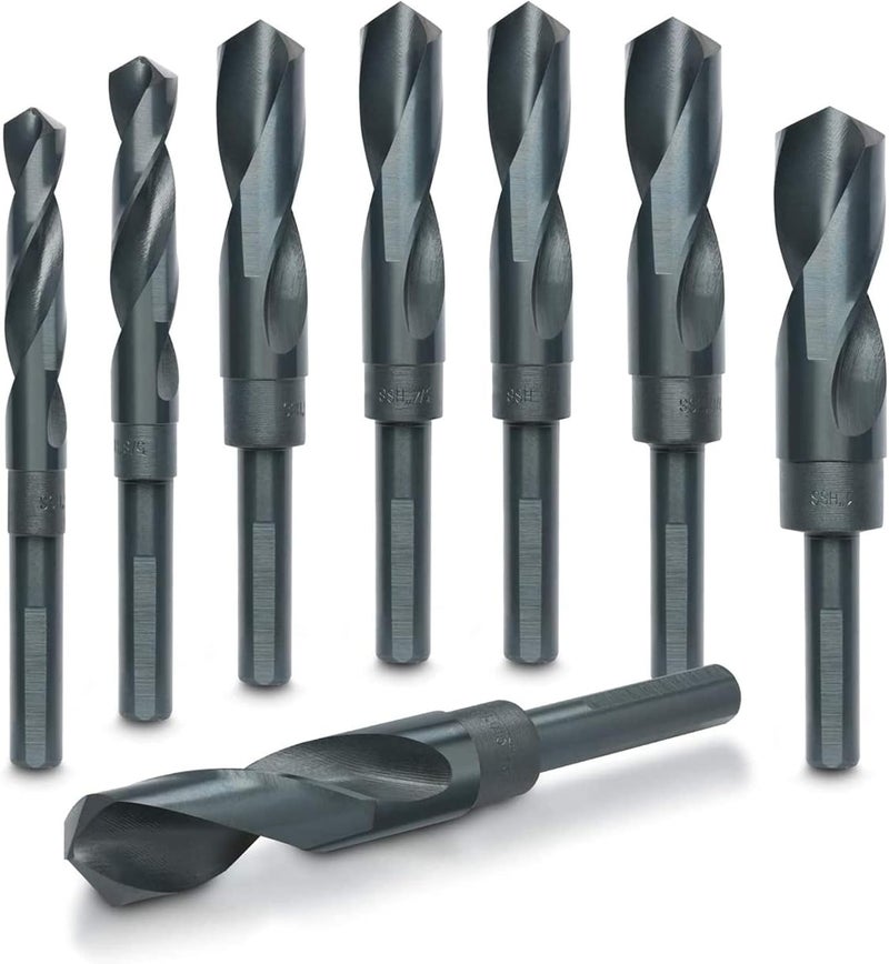 Hiltex 10005 HSS Silver and Deming Industrial Drill Bit Set - 8 Pieces, 1/2" Shank - Image 1