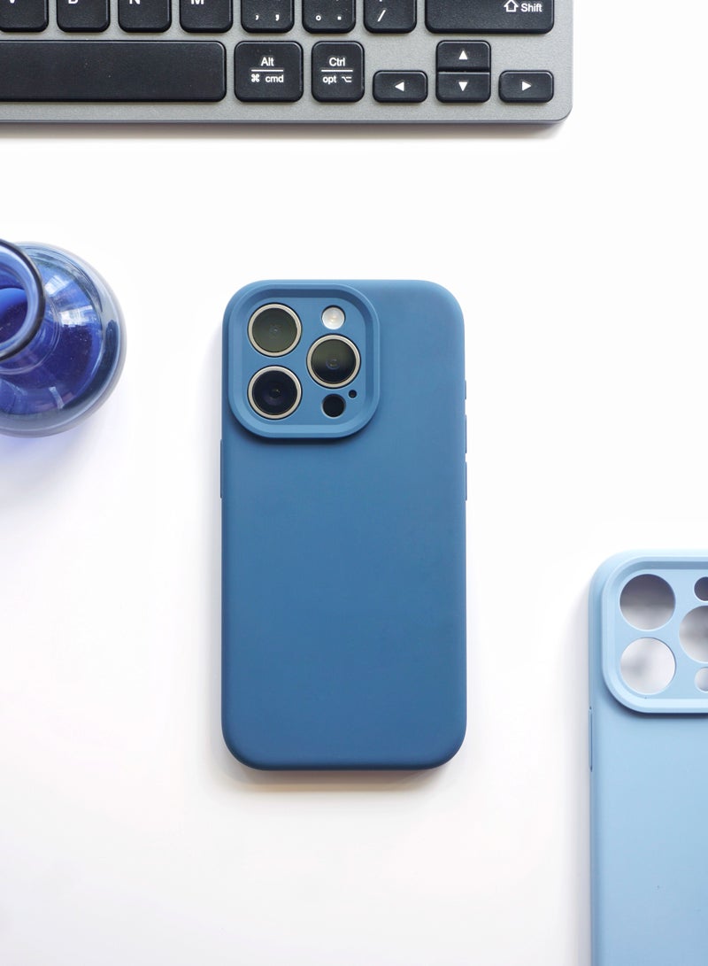 iPhone 15Pro Silicone Case with MagSafe Denim Color - Image 1