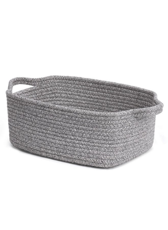 CHICVITA CHICVITA Storage Basket for Gifting, Small Woven Basket for Towels, Cute Basket for Baby, Nursery, Dog Basket, Decorative Rope Basket for Living Room, Grey, 13 x 9.8 x 5 inches  - Image 1