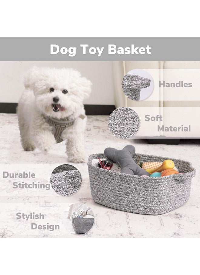 CHICVITA CHICVITA Storage Basket for Gifting, Small Woven Basket for Towels, Cute Basket for Baby, Nursery, Dog Basket, Decorative Rope Basket for Living Room, Grey, 13 x 9.8 x 5 inches  - Image 2