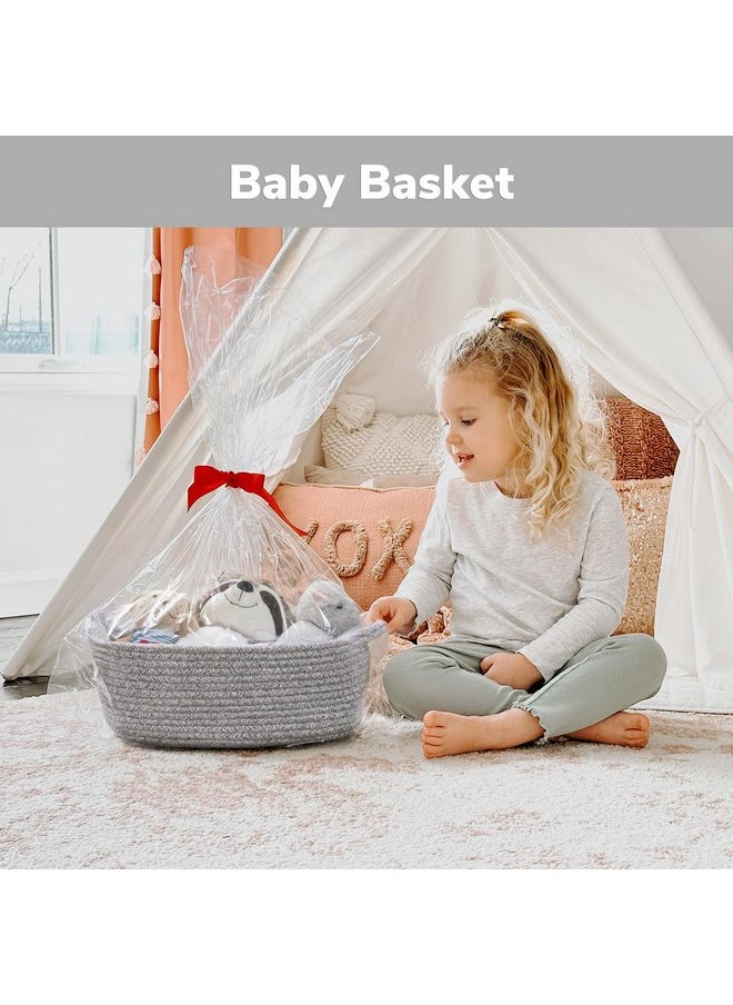 CHICVITA CHICVITA Storage Basket for Gifting, Small Woven Basket for Towels, Cute Basket for Baby, Nursery, Dog Basket, Decorative Rope Basket for Living Room, Grey, 13 x 9.8 x 5 inches  - Image 4