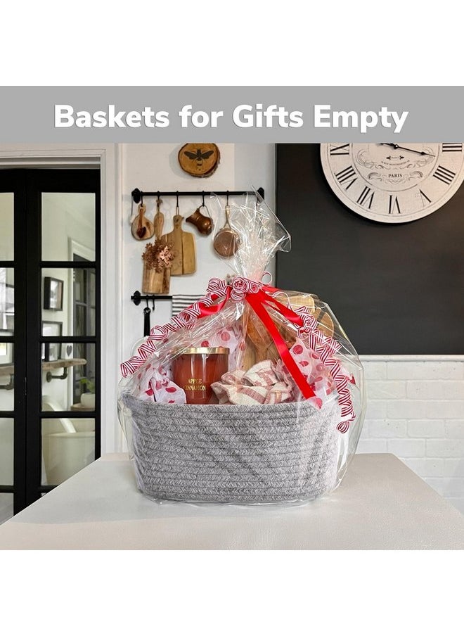 CHICVITA CHICVITA Storage Basket for Gifting, Small Woven Basket for Towels, Cute Basket for Baby, Nursery, Dog Basket, Decorative Rope Basket for Living Room, Grey, 13 x 9.8 x 5 inches  - Image 3