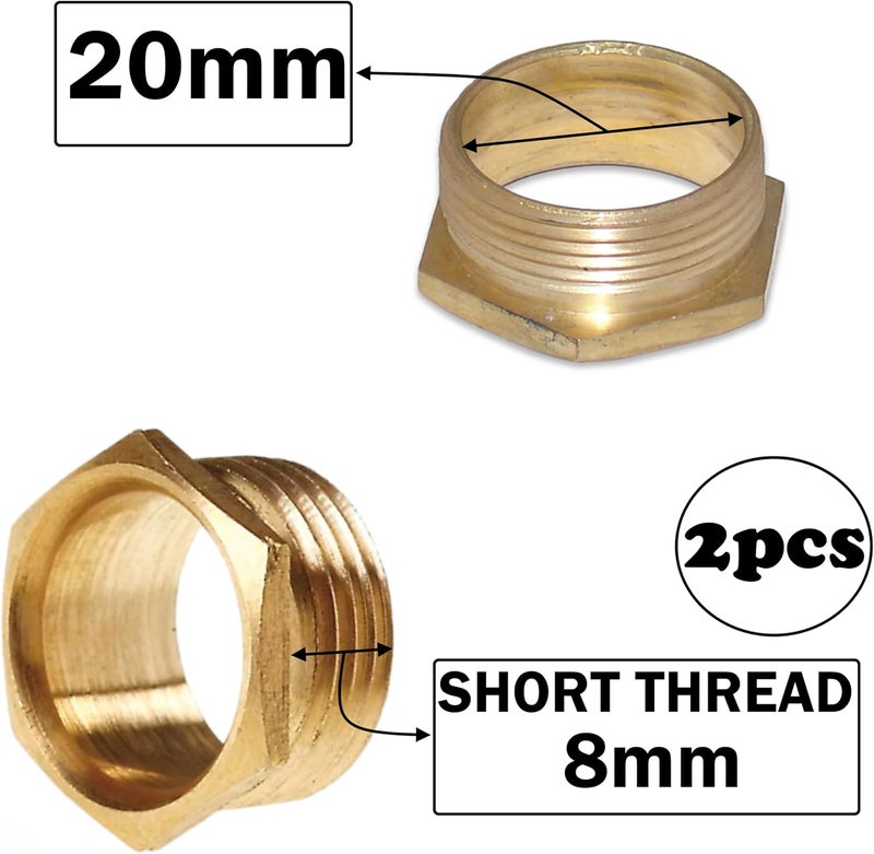 Royal Apex 2pcs Set Brass Multi Purpose Hose Fittings with BSP Thread For Plumbing, Gas, Hot Water Pipe Connector, Pneumatic etc (BRASS MALE BUSH ADAPTOR, 20MM SHORT THREAD) - Image 2