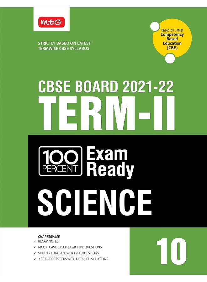 MTG 100 Percent Exam Ready Science Term 2 Class 10 Book for CBSE Board Exam 2022 - MCQs, Case Based, Short / Long Answer type Questions (Based on Latest Termwise CBSE Syllabus)  - Image 1