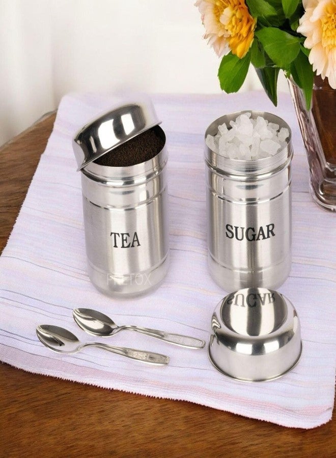 PRETOX Stainless Steel 2 Pcs 700Ml Tea Sugar Container Set (With Free 2 Spoon, Silver) - Image 4