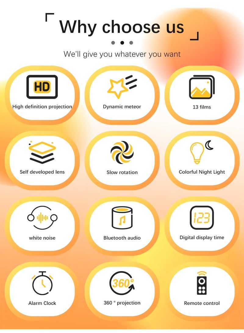 BlueFire 12 in 1 Planetarium Galaxy Star Projector Night Light with 4K HD Constellation Projection, Bluetooth 5.1 HiFi Speaker, Dual Alarm Clock, 15 White Noise Sounds, Adjustable Focus & 360° Rotating Aurora Nebula – Starry Sky Projector Lamp for Kids & Adults Bedroom Decor, Sleep Aid, Parties & Relaxation - Image 5