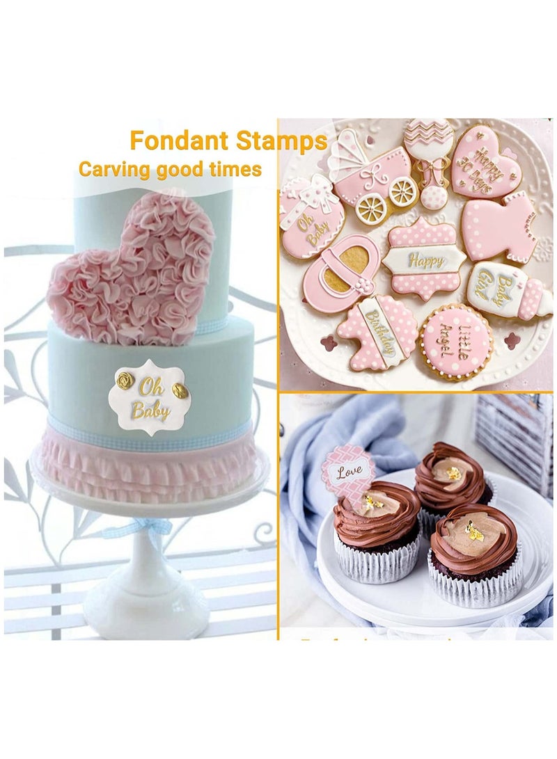 Luckam 4Pcs Alphabet Cake Stamp Tool Alphabet Numbers Fondant Cake Mold DIY Cookie Stamp Cookie Cutter Fondant Molds - Image 5