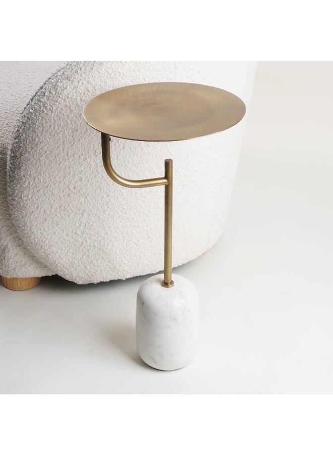 Homez Marble Side Table, Beige 31*53 Cm - Image 4