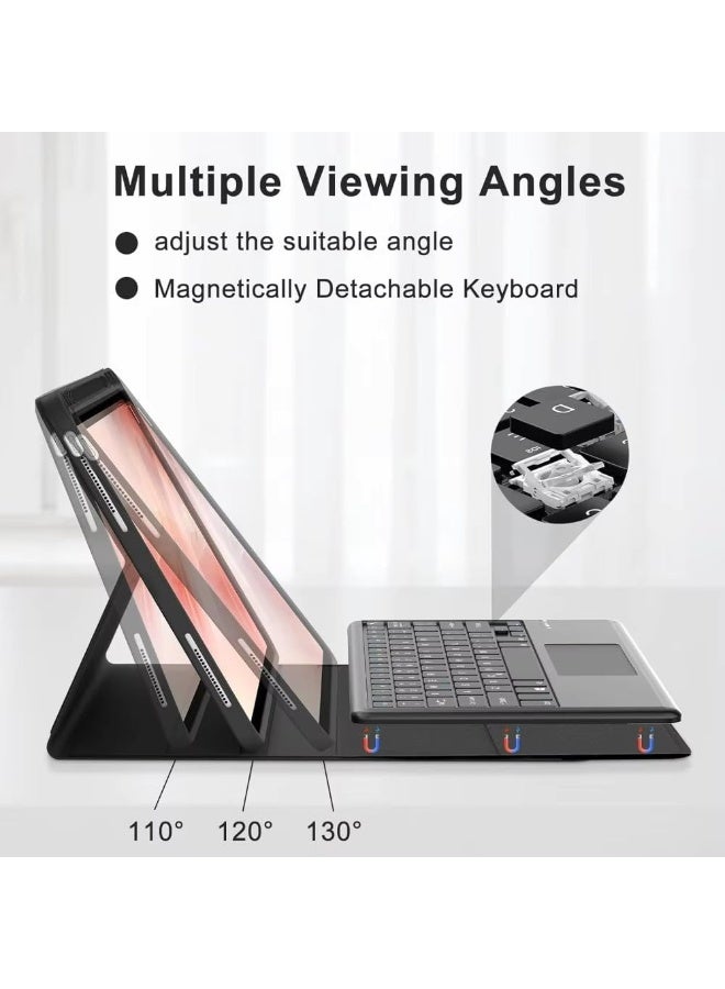 Muzz Touch Case with Keyboard Designed for Redmi Pad 2 Pro | Redmi Pad Pro | Poco Pad 12.1", Arabic and English - Multi-Touch Trackpad -Detachable Wireless-Pen Holder Tablet Keyboard Case - Image 4