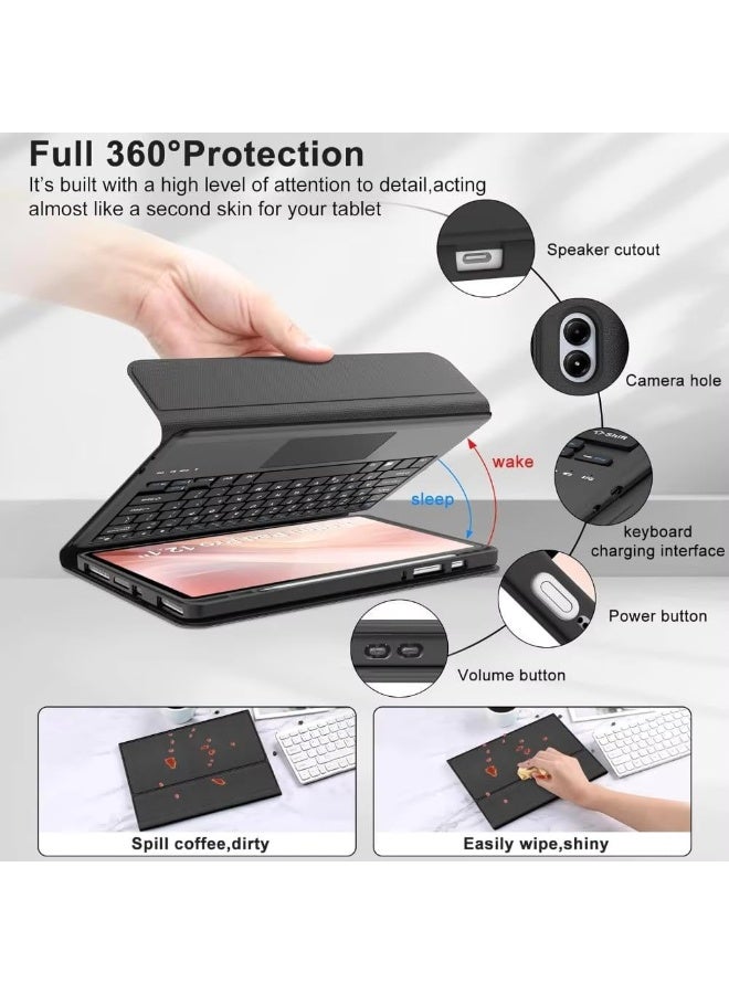 Muzz Touch Case with Keyboard Designed for Redmi Pad 2 Pro | Redmi Pad Pro | Poco Pad 12.1", Arabic and English - Multi-Touch Trackpad -Detachable Wireless-Pen Holder Tablet Keyboard Case - Image 3