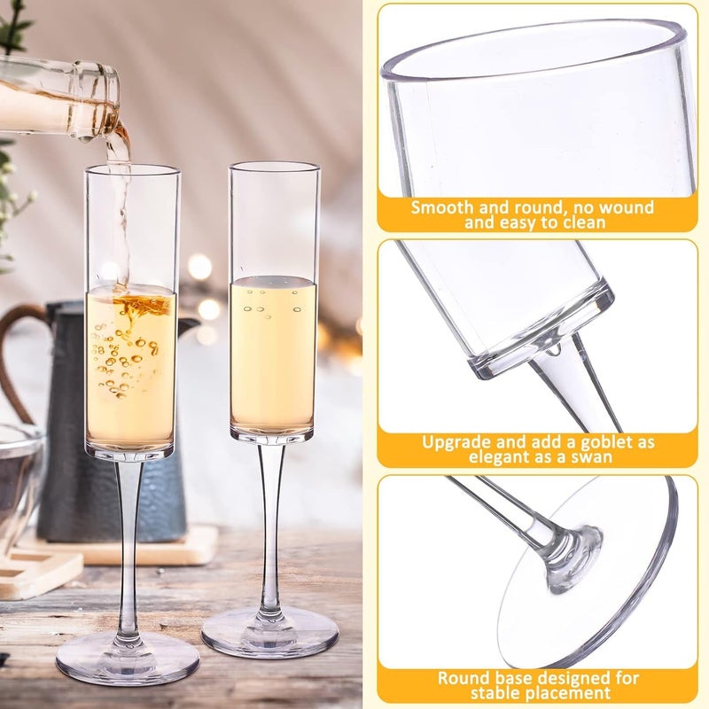 MYNA LIFE MYNA LIFE Crystal Champagne Flutes Set of 2 HandBlown Champagne Glasses with Long Stem Elegant Sparkling Wine Stemware Unique Gift for Birthday Wedding Anniversary 190 ML  - Image 5