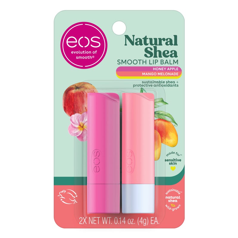 eos Natural Shea Lip Balm Honey Apple  Mango Melonade AllDay Moisture Lip Care Products 014 oz 2Pack