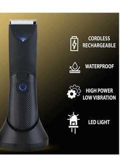 Hatteker Electric Groin Hair Trimmer For Men USB Chargeable LED Waterproof Body Hair Shaver  - Image 5