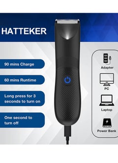 Hatteker Electric Groin Hair Trimmer For Men USB Chargeable LED Waterproof Body Hair Shaver  - Image 3