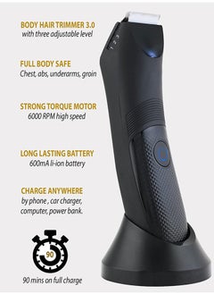 Hatteker Electric Groin Hair Trimmer For Men USB Chargeable LED Waterproof Body Hair Shaver  - Image 4