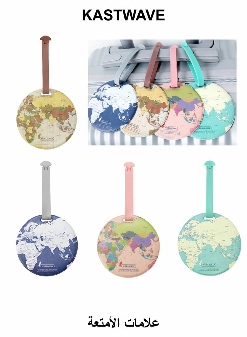 KASTWAVE Luggage Tags, 4 Pcs World map Luggage Tags Set, Travel Bag Accessories, Identifier Label Holders for Backpack, Luggage Tags - Image 1