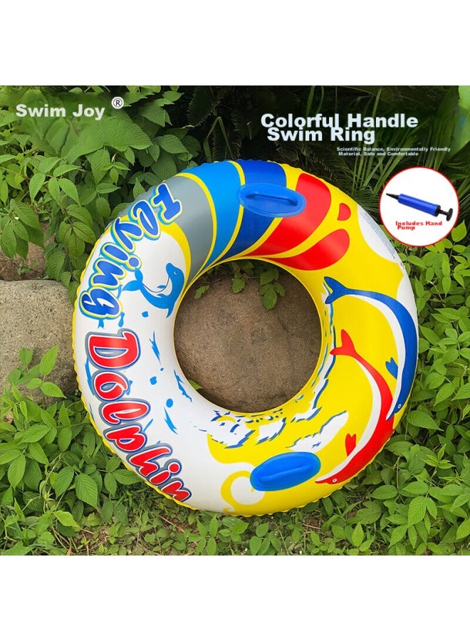 Swimming Fun Yonglebao Thick Colorful Swimming Ring With Handles, Armpit Float, Life Buoy, Cartoon Design For Children And Adults, Water Play Float, 2-piece Set - Image 1