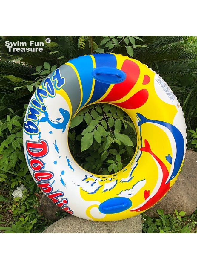 Swimming Fun Yonglebao Thick Colorful Swimming Ring With Handles, Armpit Float, Life Buoy, Cartoon Design For Children And Adults, Water Play Float, 2-piece Set - Image 4