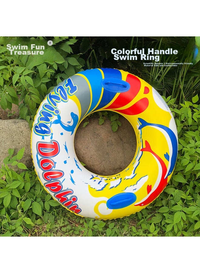 Swimming Fun Yonglebao Thick Colorful Swimming Ring With Handles, Armpit Float, Life Buoy, Cartoon Design For Children And Adults, Water Play Float, 2-piece Set - Image 2