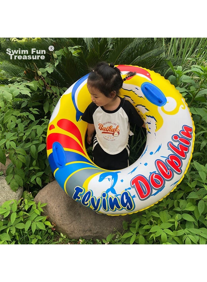 Swimming Fun Yonglebao Thick Colorful Swimming Ring With Handles, Armpit Float, Life Buoy, Cartoon Design For Children And Adults, Water Play Float, 2-piece Set - Image 5