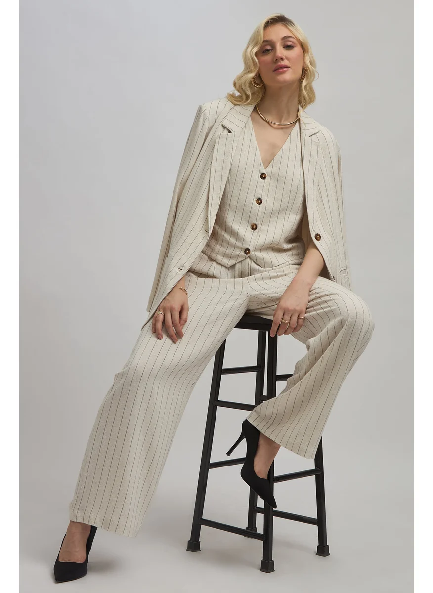 Virgio Virgio Delany Blazer Beige Jail Stripe Blazer