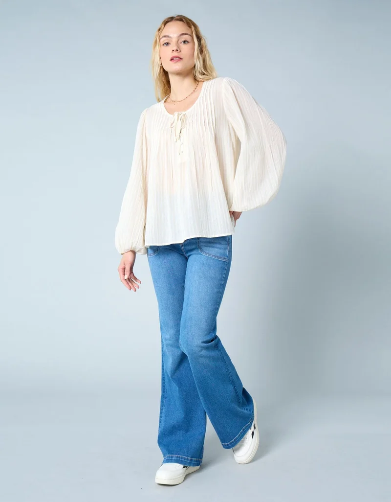 امريكان ايجل بلوزة بأكمام طويلة ودرزات