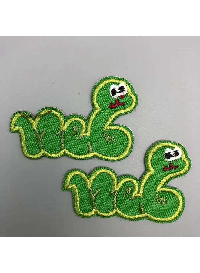 2 Pieces No Sew Self Adhesive Snake Pattern Fabric Patches For Clothing - Image 1