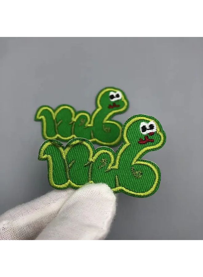 2 Pieces No Sew Self Adhesive Snake Pattern Fabric Patches For Clothing - Image 5