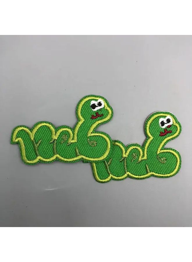 2 Pieces No Sew Self Adhesive Snake Pattern Fabric Patches For Clothing - Image 2