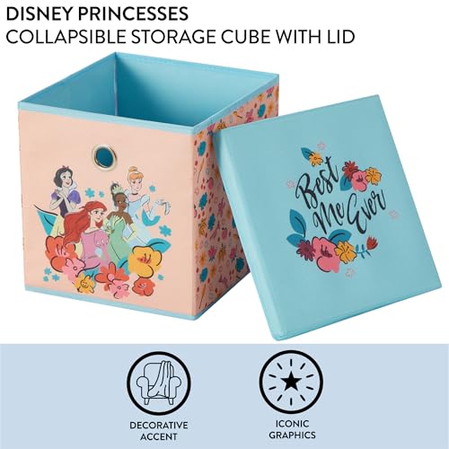 Idea Nuova Disney Princess Collapsible Fabric Storage Cube10 Organizer Bin with Lid for Bedroom Playroom and Closet - Image 3