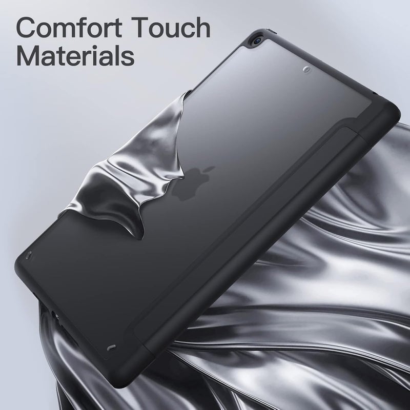 جي تيك حافظة غير لامعة لجهاز آيباد 9/8/7 مقاس 10.2 بوصة، موديل 2021/2020/2019، الجيل التاسع/الثامن/السابع مع حامل قلم، غطاء واقٍ رفيع بظهر شفاف غير لامع، لون أسود - Image 4