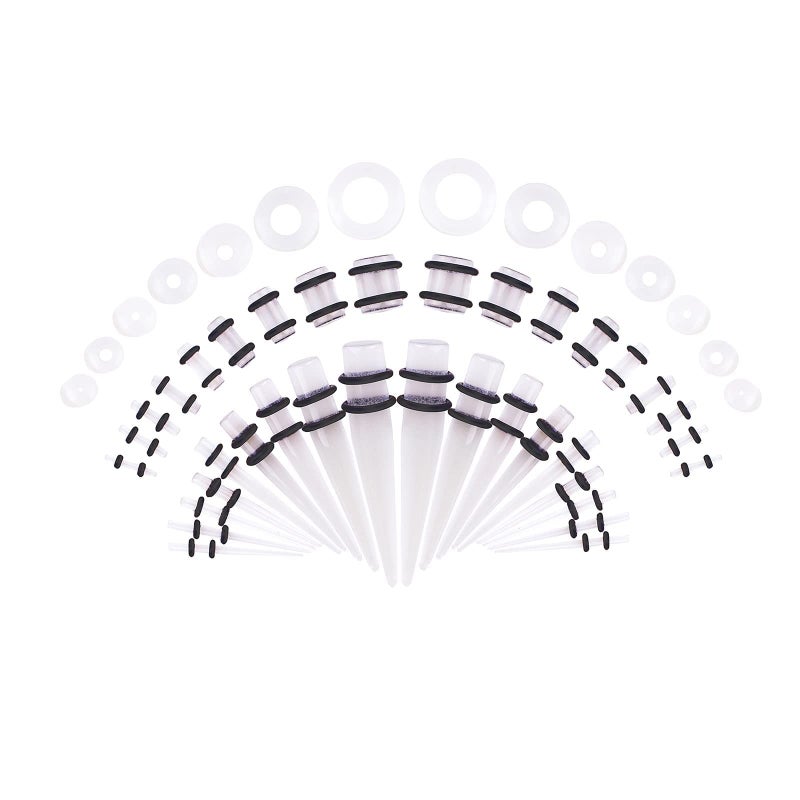 Memsion Ear Stretching Kit 50 Pieces Earrings 14Gauges-00Gauges Earrings Acrylic Tapers Plugs Silicone Tunnels Ear Gauges Expander Set Body Piercing kit Glow In the Dark Color - Image 1