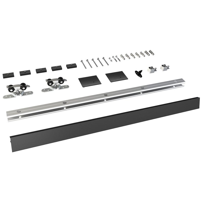 JUBEST 6FT Barn Door Hardware Kit, Aluminium Alloy Box Rail Hardware, Low Clearance Sliding Door Track for Classic Modern Interior Single Wooden Door,Black - Image 1