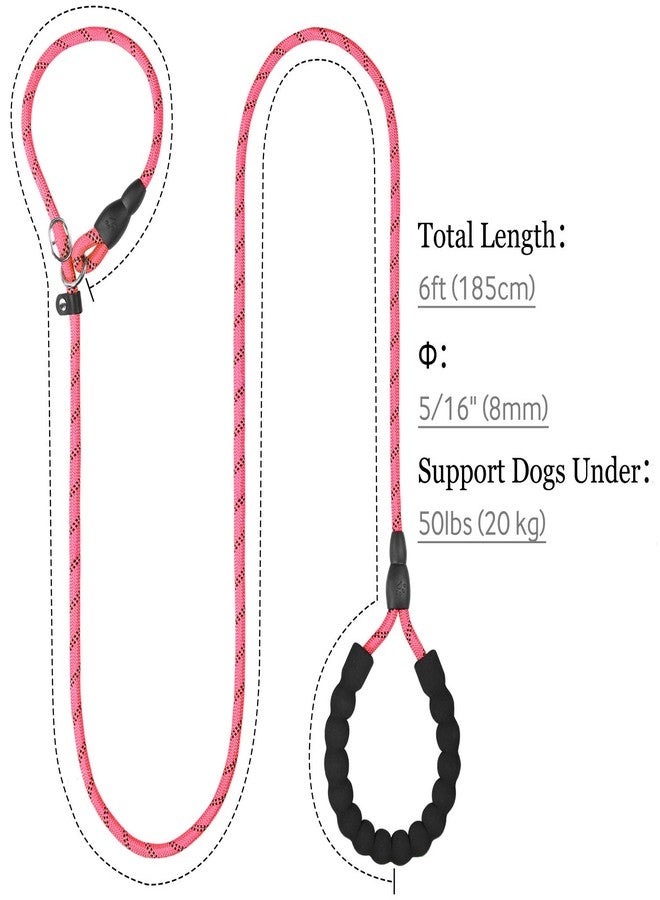TagME 6ft Slip Dog Lead, No Pull Reflective Training Leash with Padded Handle, Professional Rope P-Leash for Small Medium Large Dogs, Heavy Duty Correction Lead for Walking & Training (Pink) - Image 2