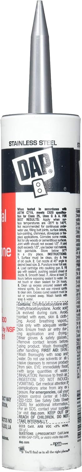 Dap 12 عبوة من 98 أونصة داب 08660 مانع تسرب سيليكون تجاري للمطابخ من الفولاذ المقاوم للصدأ - Image 2