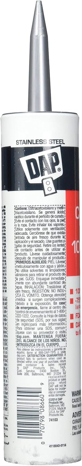 Dap 12 عبوة من 98 أونصة داب 08660 مانع تسرب سيليكون تجاري للمطابخ من الفولاذ المقاوم للصدأ - Image 3