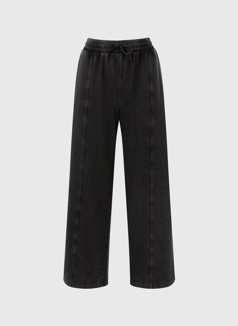 Matalan Grey Acid Wash Wide Leg Jogger Trousers