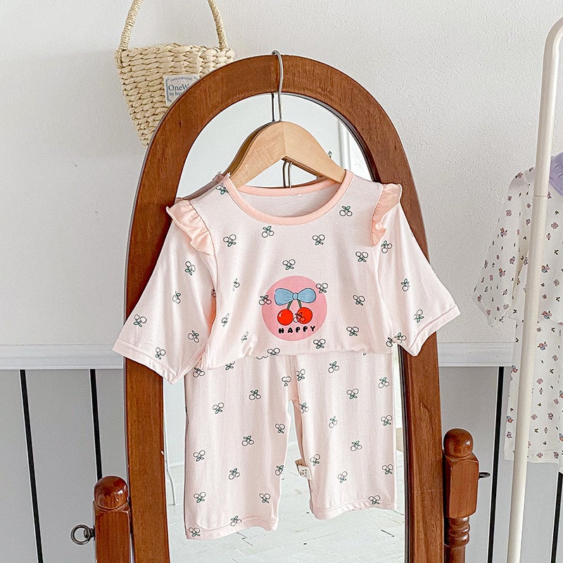 Anmeiya children's summer air conditioning clothing micro-business explosives boys and girls Tencel seven-point sleeve home clothing manufacturers wholesale - Image 1