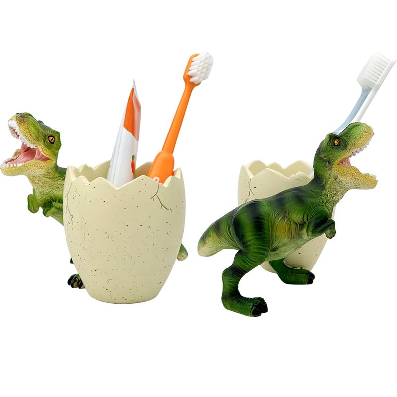 FlidRunest Dinosaur Kids Toothbrush Holders for Bathrooms - Cute Dino Tooth Brush Holder - Easy to Clean Toothbrush and Toothpaste Holder - Toothbrush Holder Toothbrush Organizer-Green - Image 5