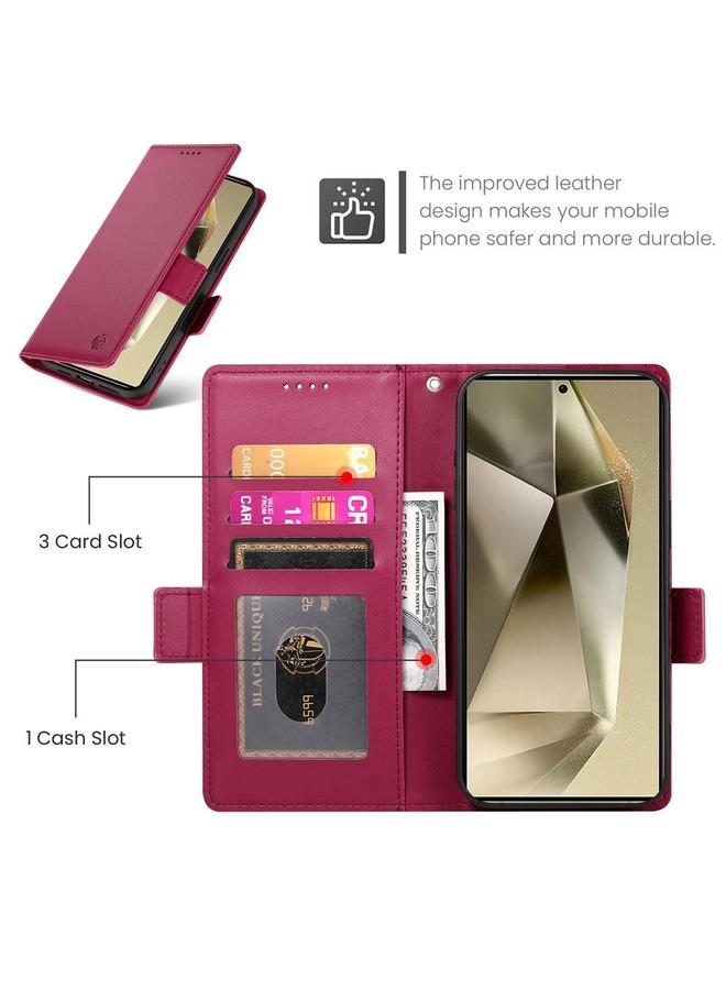 S-TOP Case For Samsung Galaxy S25 Ultra 5G Side Buckle Magnetic Frosted Leather Phone Case - Image 4